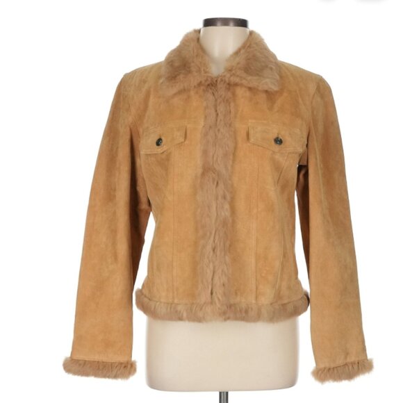 Wilson's Leather Suede Jacket with Fur Trim - Picture 1 of 5